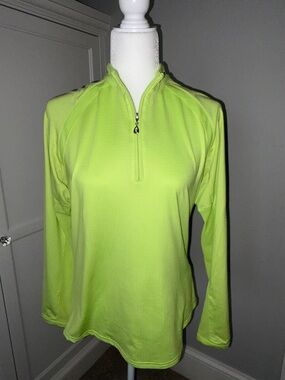 Women's Neon Lime Half-Zip Performance Top